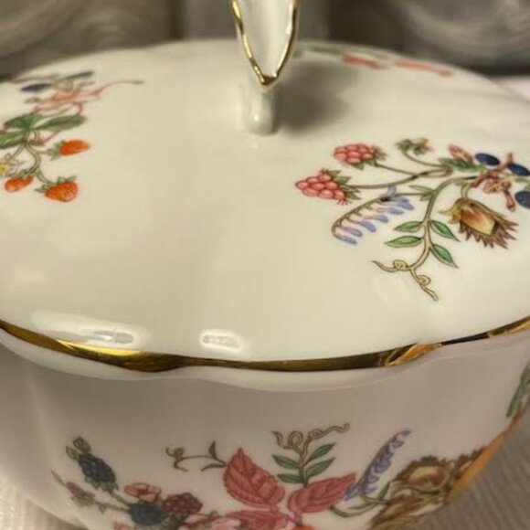 Aynsley "Somerset" Lidded Trinket Bowl with Butterfly Handle Bone China - Picture 8 of 11